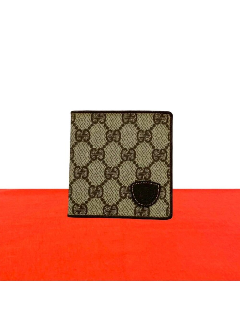 Gucci Vintage GG Pattern Leather Bifold Wallet Mini Card Case Brown - Picture 1 of 9